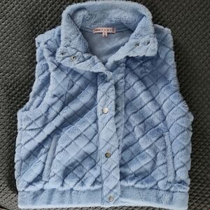 Quilted Blue Faux Fur Vest